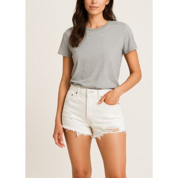 Levi's Premium 501 Original Fit High Rise Shorts Cut Offs White Size 30 - Picture 1 of 9
